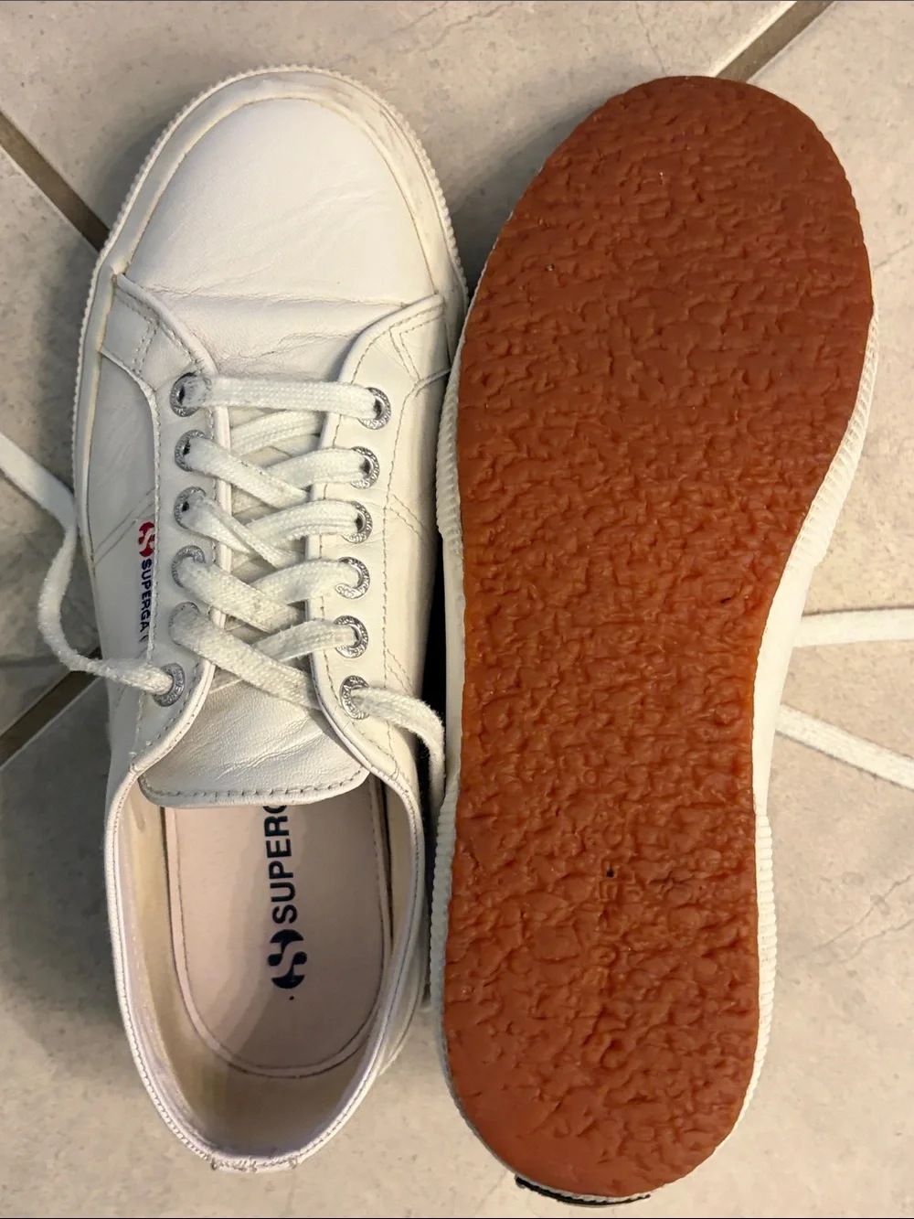 Superga White Leather Low-Top Sneakers 9.5 W 41 EU